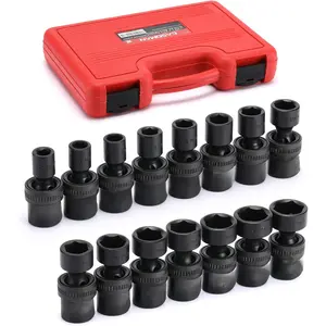 15 count 1/2" Drive Standard Universal Impact Socket Set, 6 Point, Metric,10-24mm