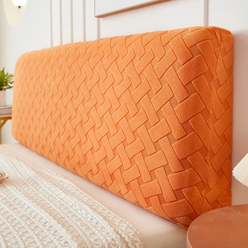 Universal Headboard Cover Elastic Fabric Simple Design Dark Gray Friendly Material Elastic Stretch Slipcover