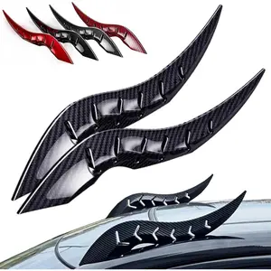 Car Roof Dragon Horn Modification, Universal Auto Roof Decoration, High-Strength All-Weather Waterproof 3D Bull Horns Stickersfor SUV, Sedan, Hatchback (Black-A)