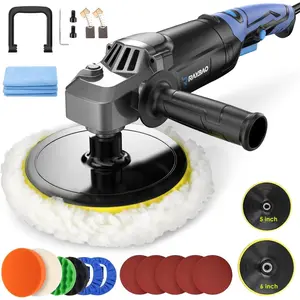 Buffer Polisher, Rotary Buffer 1200W, Car Buffing Kit with Speed 1600-3500RPM, 6inch/7inch Backing Plate, Polishing Handle