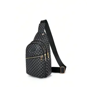 Men's Casual Geometric Pattern Bum Bag, Simple Matching PU Fanny Pack, Portable Travel Bag, Student Men's Chest Bag and Waist Bag, Belt Bag(Sheets)