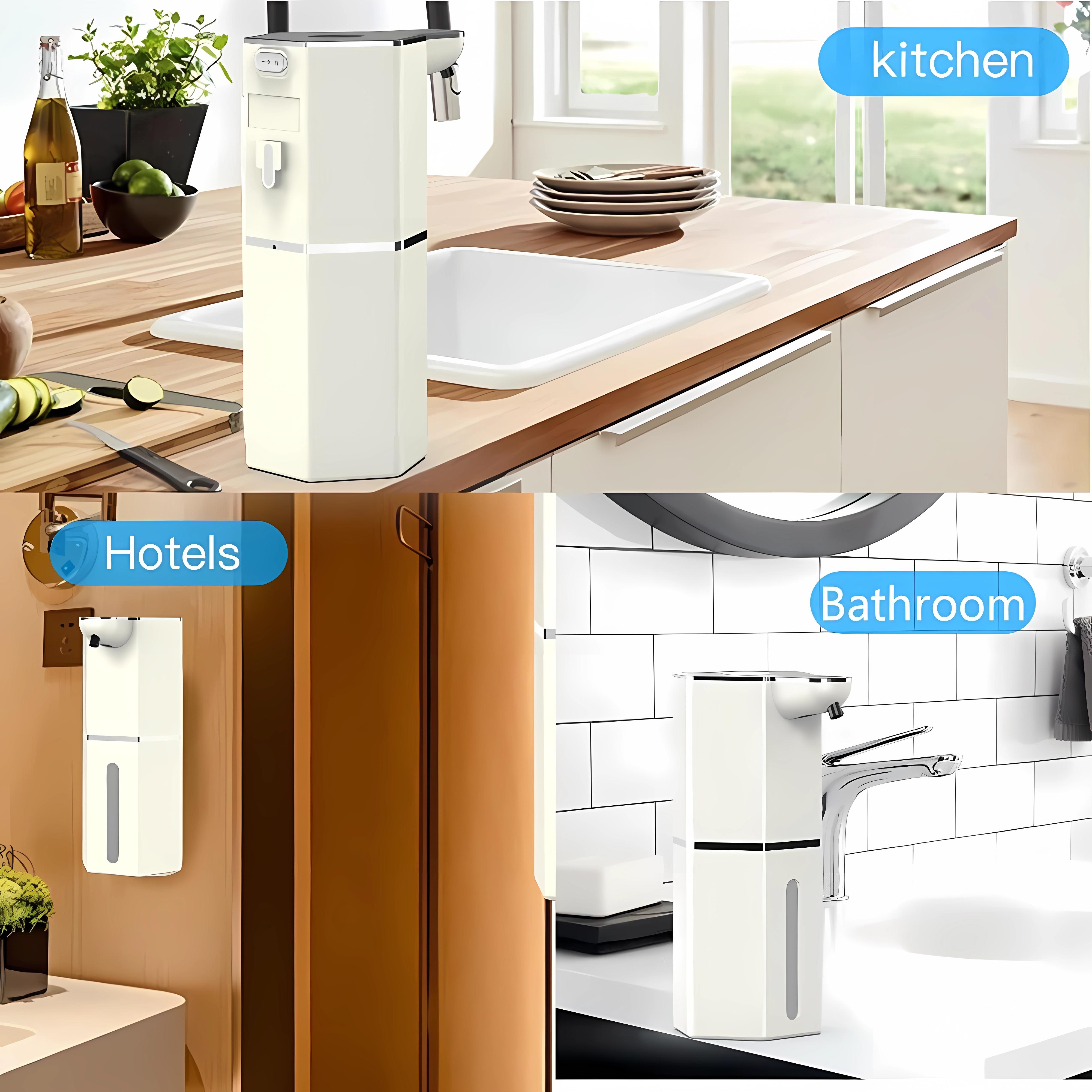 USB Rechargeable Automatic Soap Dispenser, Touchless Foaming Hand Soap Dispenser 12oz, 4 Adjustable Levels, Waterproof Smart Wall Mount Handwasher for Bathroom Washroom Kitchen Gadgets Home Essentials