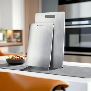 Stainless Steel Cutting Board – Dual-Sided, Anti-Slip, Easy to Clean Kitchen Board for Meat, Veggies & Fruit | Durable, Hygienic, Food Prep Essential, Hygiene Durable Dishwasher Safe Chopping Board