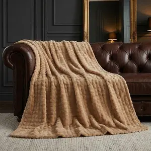BedComfy Fluffy Throw Blanket - Super Soft Cozy Faux Rabbit Fur, 300GSM Bubble Fleece Thick Blanket for Bed, Sofa & Home Decor,Ideal Gift for Women, Men, Mom