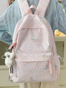 Women's backpack, solid color backpack, zipper closure, butterfly fashion, versatile, casual and simple, suitable for students to go to school, campus, work, commute, go shopping, women's backpack