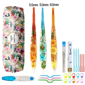 Ergonomic Crochet Kit with Non-Slip Handle and Color-Coded Needles, Ideal for Amigurumi, Blankets, Hats, Scarves, Beginner and Expert Craft Supplies, Crochet Set, Crochet Gift Kit