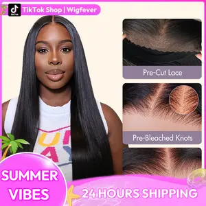 Wigfever Silky Straight Wear Go Real Glueless Natural And Colorful Wigs Pre Bleached And Pre Cut 7*4 Lace Human Hair Lace Front Wigs Beginner Friendly #SummerVibe