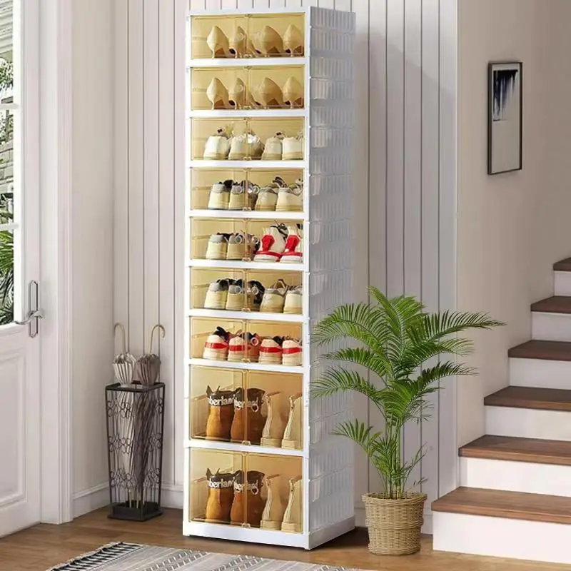 Ultimate 7+2Tier 18 Shoes Organizer:Transparent,Collapsible Rack For Compact Spaces &Closet storage Smooth Boxes Pet Shoe storage Cabinet
