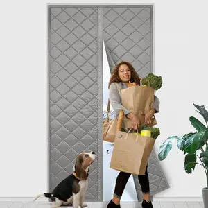 Thermal Insulated Door Curtain,Insulation Screen Door with Hands Free Automatic Closing Weatherproof Oxford Material, Cool in Summer,Warm in Winter(Fit Door Size 36 x 83 Inch) Gray