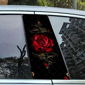 Romantic Rose Vinyl Stickers, Car B-Pillar Protection Decals, Car Decorative Sticker, Vehicle Exterior Decoration, Easy Peel & Stick, Sunproof Waterproof Scratch-Resistant, All Car Models