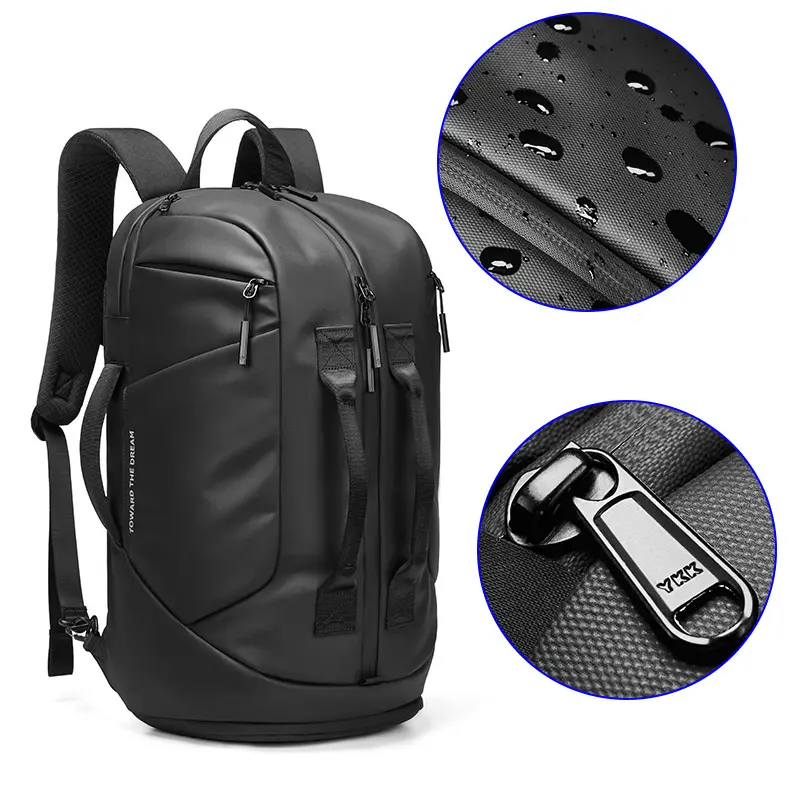 Bombrooster Men's Multi-functional Outdoor Rucksack Bag - Black, Convertible Laptop Compartment, Water Resistant Bookbag, 11.8×7.5×20.9 in, Laptop Compartment Backpack