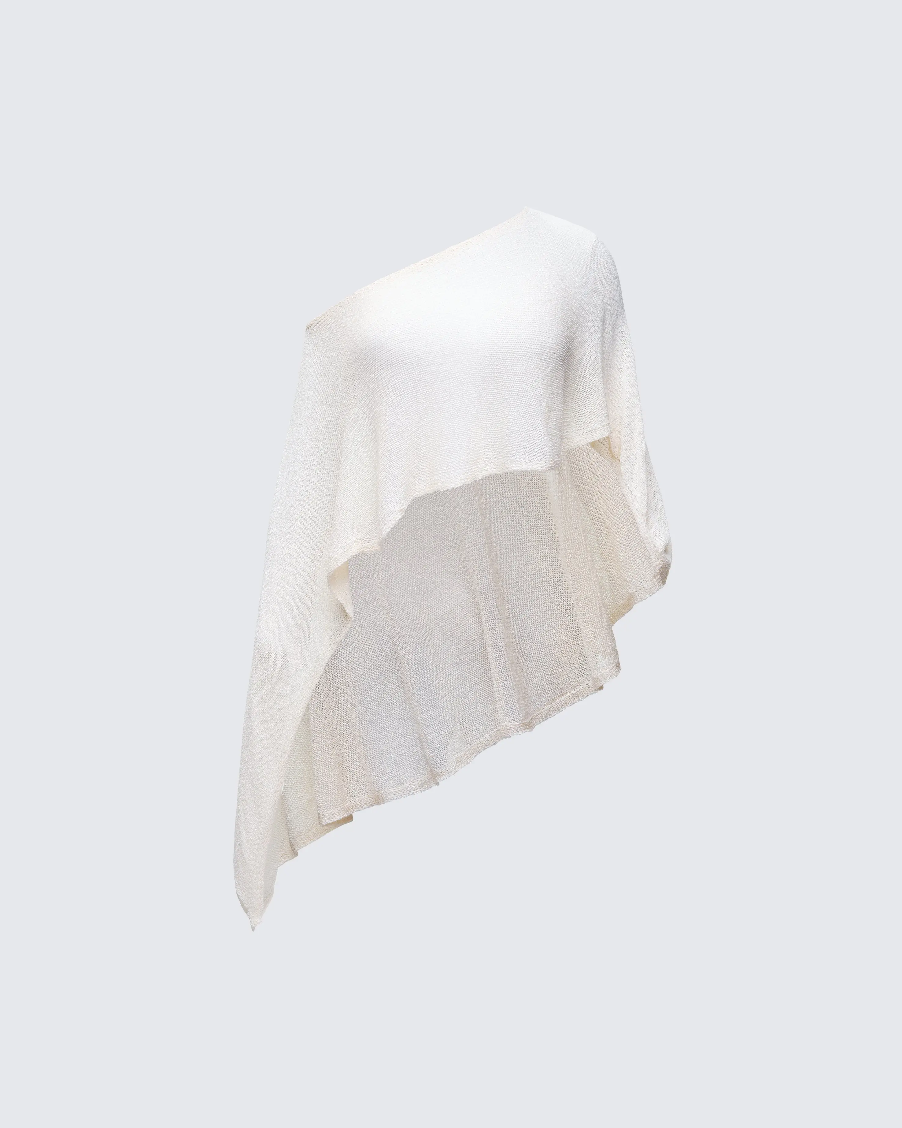 Women's Asymmetric Poncho Top, Relaxed Fit Casual 1-Shoulder Blouse in a Knit Acrylic-Nylon Blend with Sheer Panels, Shirts, Loose-Fitting, Casual Blouse, Knit Blend, One Shoulder, Transparent Parts