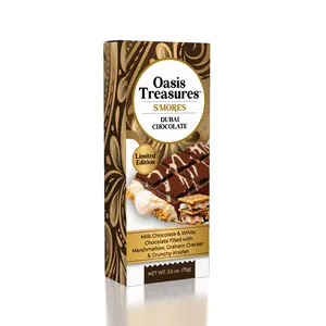S'mores Dubai Chocolate Bar Oasis Treasures 2.6 oz Milk & White Chocolate with Marshmallow Graham Cracker & Knafeh Dessert Snack Bonbon Crunchy Easter & Spring Basket Gift