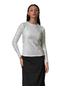 Devorah's Secret Modest Top Waves, Crew Neck, Long Sleeve, Polyester top