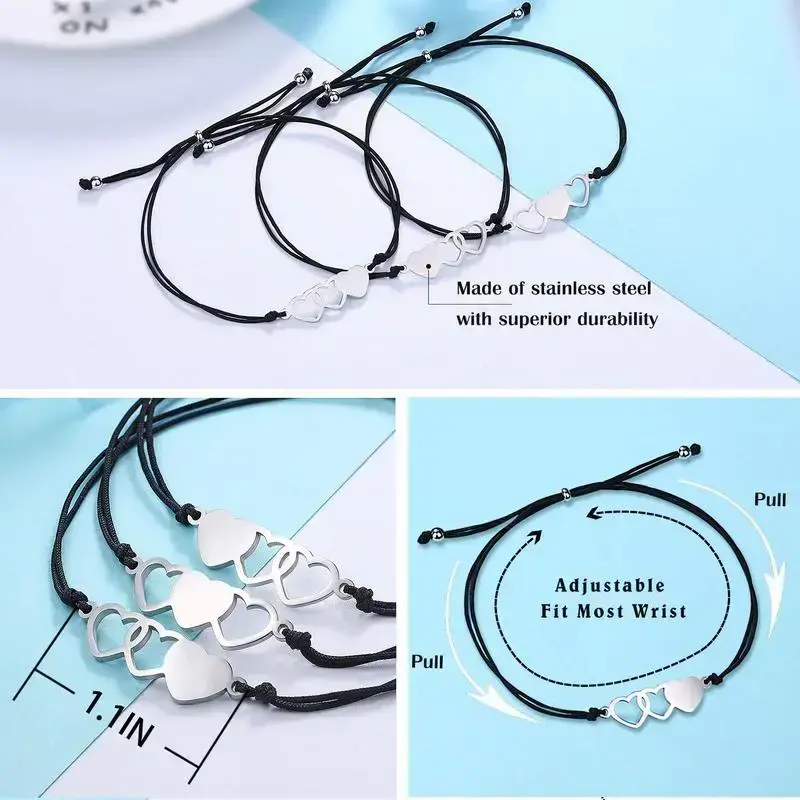 2/3/4/5 Pcs Matching Heart Bracelets Friendship Sisters Gifts for Best Friends Cousins Bestie Women 2/3/4/5 Pcs Matching Heart Bracelets Friendship Sisters Gifts for Best Friends Cousins Bestie Women