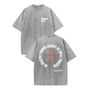 Isaiah 54:17 Vintage Washed T-Shirt – Circular Cross Christian Bible Verse Graphic Tee, Inspirational Casual Wear, Gift for All Faith Believers