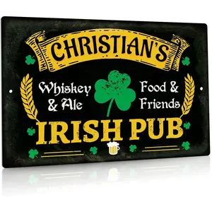 Putuo Decor Personalized Bar Sign, Custom Name, Retro Outdoor Wall Sign For Home, Cafe Pub, Kitchen, Man Cave,12X8 Inches Aluminum Metal Sign
