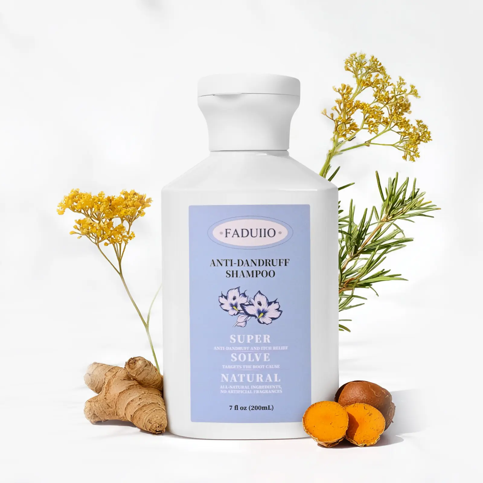 FADUIIO Anti-Dandruff Haircare Shampoo - Menthol-Plant Daily Blend Refreshing Scalp Cleanser, Gently Removes Flakes, Nourishes Hair, 7 fl oz, Rosemary, Cleansing, Gentle, Healthy Shampoo, Any