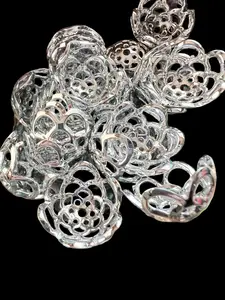 BC3- (20PCS) 20mm Plastic Silver Flower Pattern Bead Caps for DIY