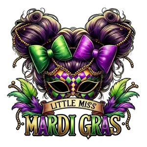 4 Pack Small Women's Mar Messy Bun Carnival Festival Breast Badge Iron on Stickers Hot Melt Clothing Bag Novelty Appliques Iron Fusion Fabric DTF Transfer Quick Heat Stickers