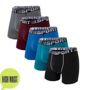Pixum Men’s Cotton Boxer Briefs 5 Pack – High Waist Sports Underwear – Soft Breathable Stretch Trunks with 3D Pouch – Comfortable Plain Anti-Roll Waistband Menswear Everyday Elastic Men’s Underpants S-XXL