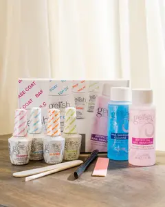 Gelish MINI Complete Basix Kit - Prep Essentials Starter Kit with Foundation, pH Bond, Top It Off, Nourish, Nail Remover & Cleanser - Long-Lasting Salon-Quality Manicure at Home.