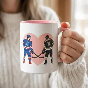 [Sale Up To 50%] Heated Movie Rivalry Mug, Hockey Romance LGBT Hockey Fan Gift, Movie Gifts, Gifts For Her, We Didn't Even Kiss, 11oz ceramic accent mug