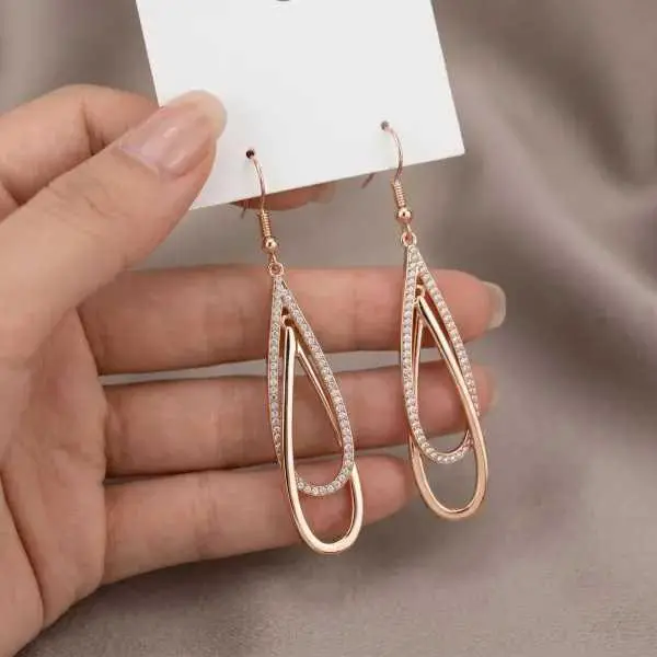 Women's Vintage Gold Teardrop Dangle Earrings, Lightweight, Long Tassel, Niche, Versatile, Sophisticated Design (HNAM84)