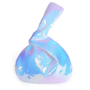 B2PRITY Sequin Wrist Bag Women's Mini Portable Wristlet Knot Pouch Sparkly Small Cute Evening Wallet Handbag Purse