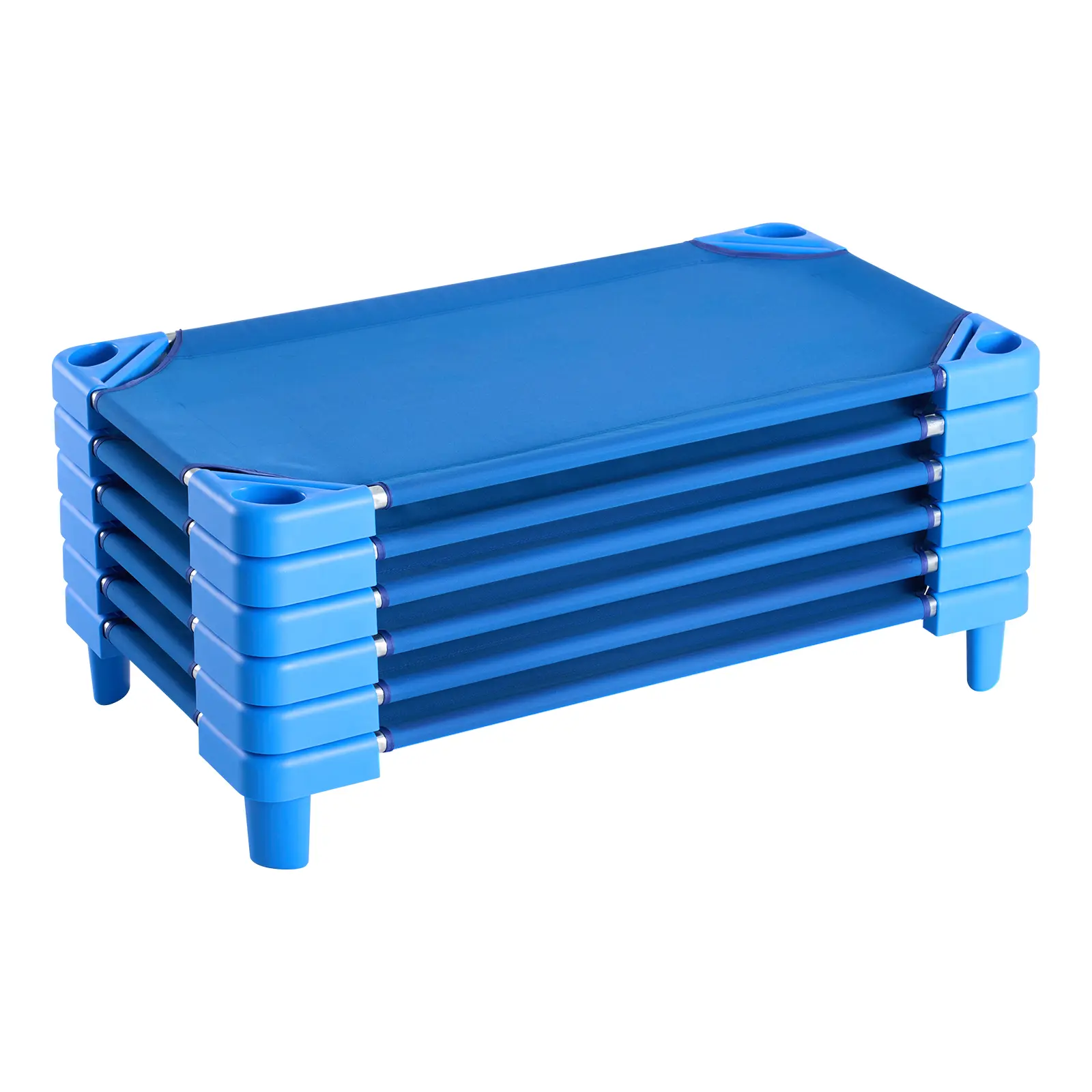 【FathersDayGift】VEVOR Stackable Kiddie Cot, Pack of 6,  Portable Toddler Nap Cots, Standard Size 40" L x 23" W Daycare Cots for Kids, Preschool Classroom Daycare Beds for Sleeping, Resting, Naptime, Blue