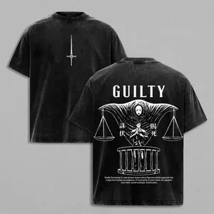 Menswear Jujutsu Kaisen Higuruma Hiromi Graphic Short-Sleeve T-Shirt - Casual Distressed Festive Washed Cotton Oversized Harajuku Top for Men - Father's Day Gift