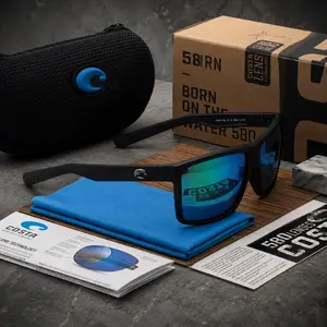 Costa Del Mar Rinconcito Black Frame Blue Polarized Lenses Sunglasses Coastal Shades – Retail Packaging Included, Dustproof, Windproof, Anti-Blue Light, Anti-UV, Gifts For Him