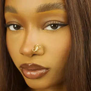 Statement Gold XL Scorpion Statement Nose Stud - Surgical Steel, L-Shaped Nose Ring, Lead & Nickel Free, Hypoallergenic, 20 Gauge, Lead & Nickel Free