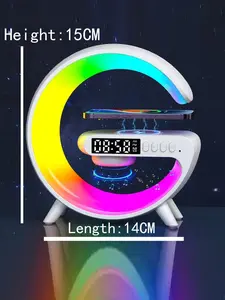 Wireless Charger With Digital Display Alarm Clock, Ambient Light, 3 In 1 Speaker And Clock Alarm & Fast Charging, 10 Colors Rgb Ambient Night Light With Card And U-disk Reader, Fm Radio Plug Usb Smartphone Cellphone