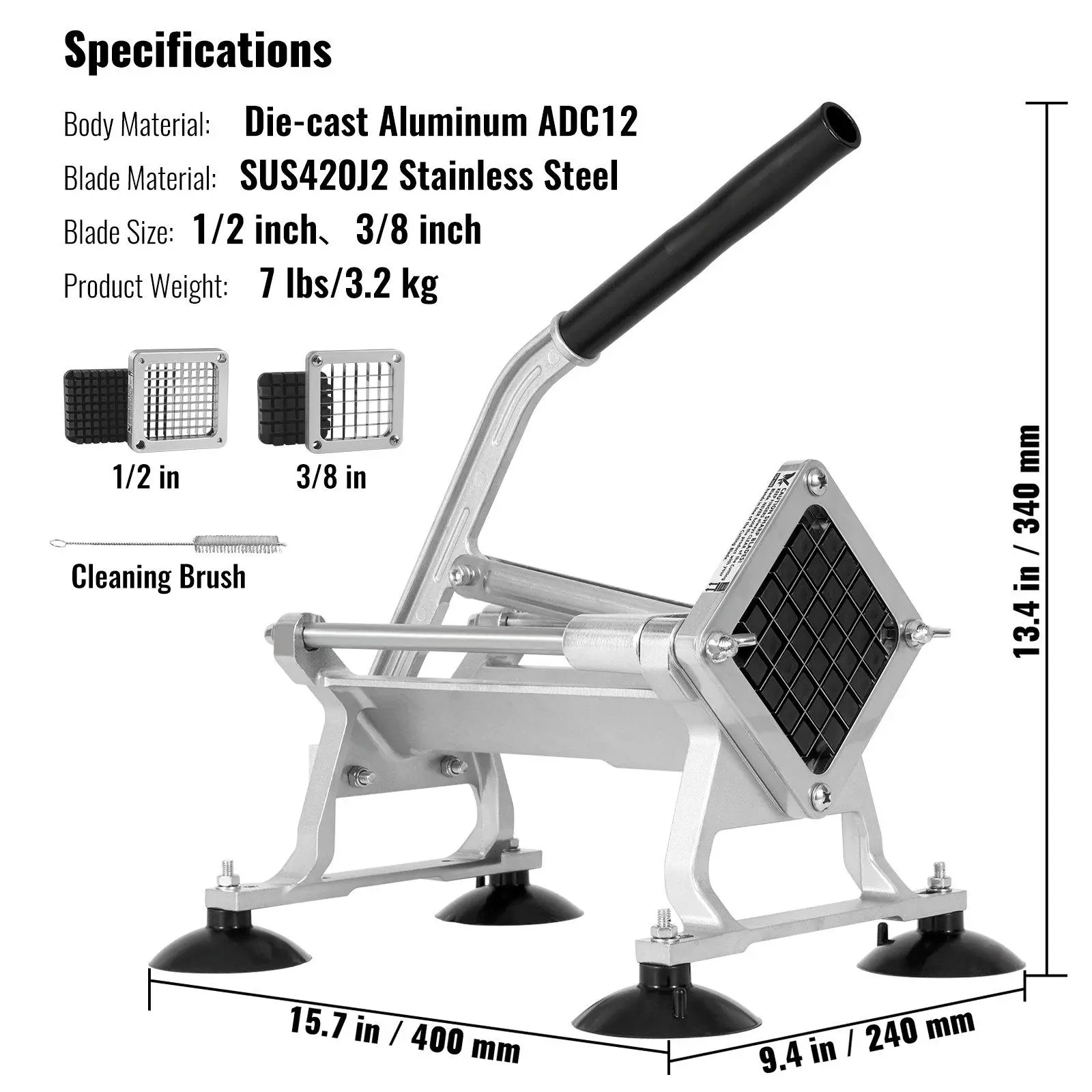 2 Blades - 1/2 inch + 3/8 inch -  Cast Aluminum