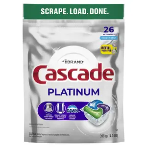 Cascade Platinum Dishwasher Pods, Action Pacs Dishwasher Detergent Tabs, Fresh, 26 Count