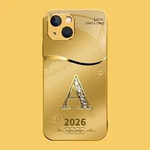 Suitable for [iPhone 15 Plus] high-end phone case🤩，choose from 26 letters of the English alphabet, each with an exquisite auspicious cloud pattern to bring you good luck YM99