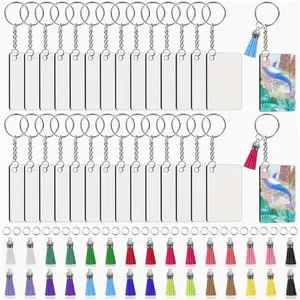 Set of 120pcs - Supplies for Creating Keychains: Blanks for Sublimation, Metal Rings, Jump Rings, And Tassels in 15 Colors, Perfect for, Personalized Decorations, And Gift Making