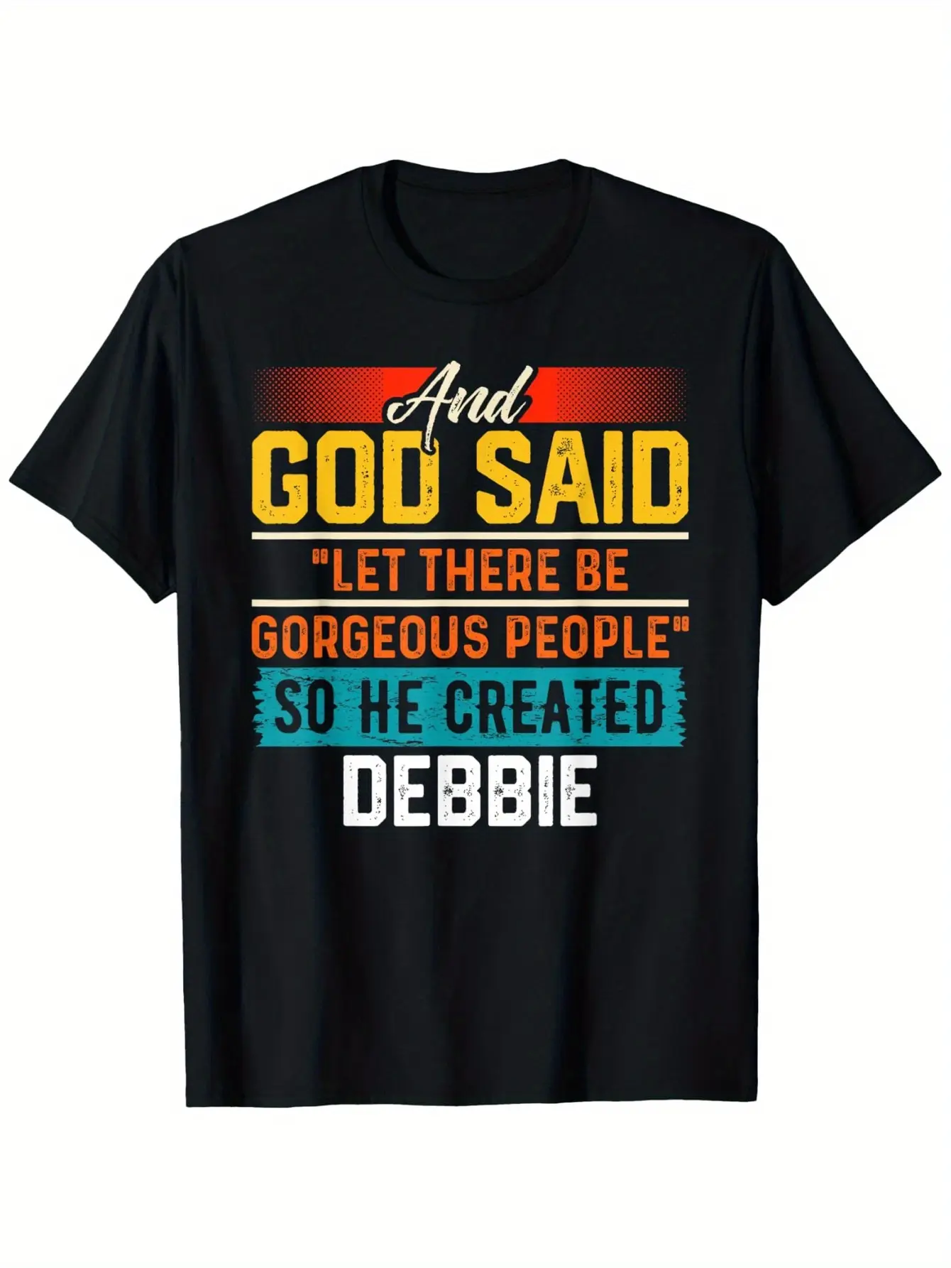 DEBBIE Printed T-Shirt - Casual Crew Neck Short Sl unisex soft cotton short sleeve t shirt, vintage graphic casual tee for men women teens, perfect birthday holiday gift for camping travel gym daily street casual wear
