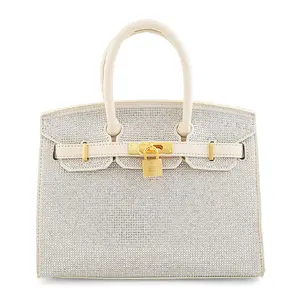 La Marey Faux Leather and Rhinestone Tote Bag with Handle Drop