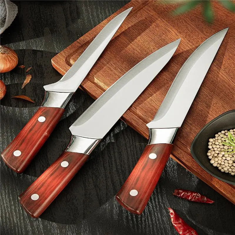3 Pcs Kitchen Knife Set High Carbon Stainless Steel Sharp Blade with Ergonomic Handle