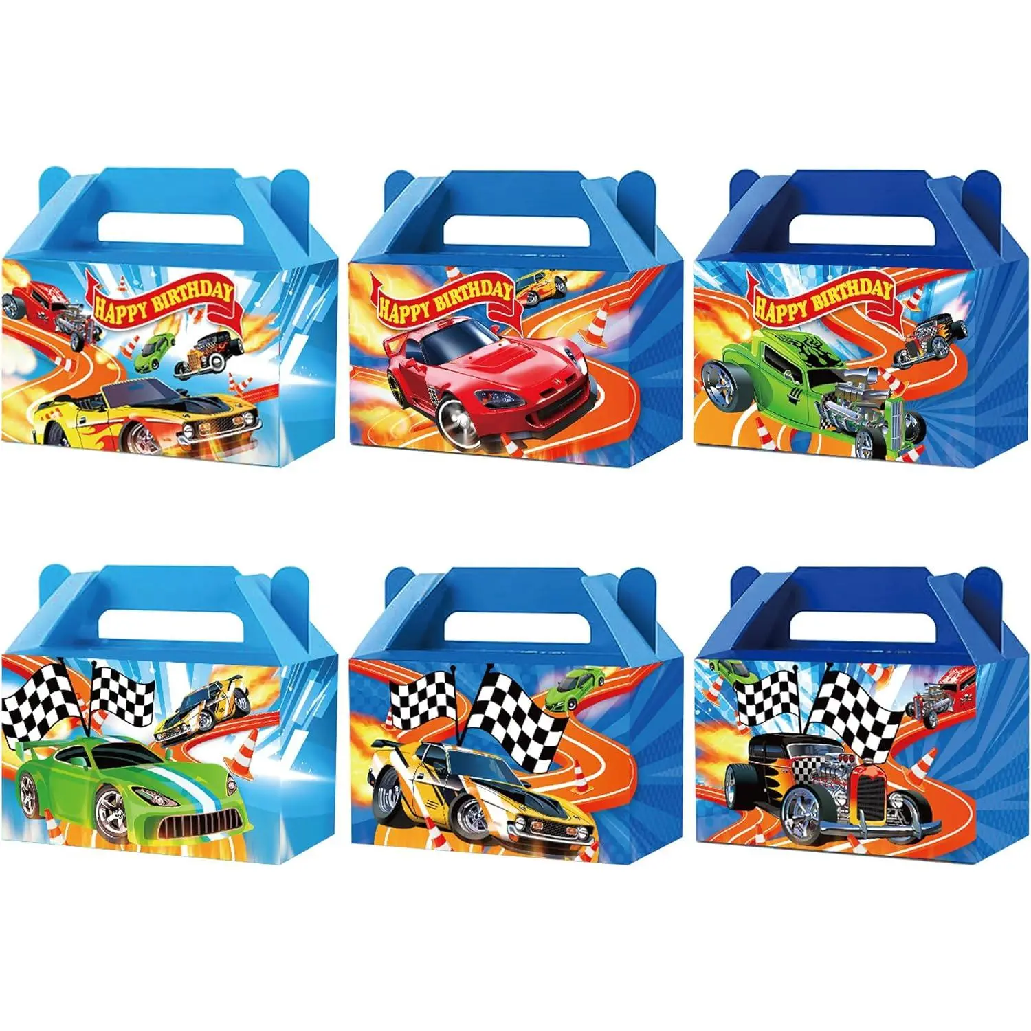 24 count Race    Boxes Hot   Box Birthday Supplies Wheels  Goodie  Boxes Race  Favor Box for  Boy Wheels  Birthday  Shower   Decoration Blue