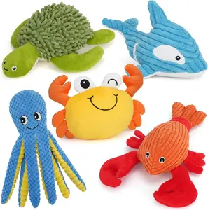 Prime Pets Dog Toys, 5 Pack, Plush Crinkle Squeaky Dog Toys, Durable Stuffed Pet Toy for Small Medium Large Breeds, Puppy Chew Toy, Dog Birthday Gifts