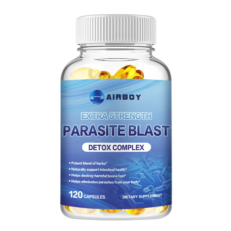 Airboy Parasite Blast Detox Complex Dietary Supplement - USA-Made, 1475mg, 2-Cap Daily Plan, Postmeal Dosing, Targeted Gut Wellness Support, Detoxifies Gut, 120 Capsules for Adults, Targeted Support For Gut Wellness