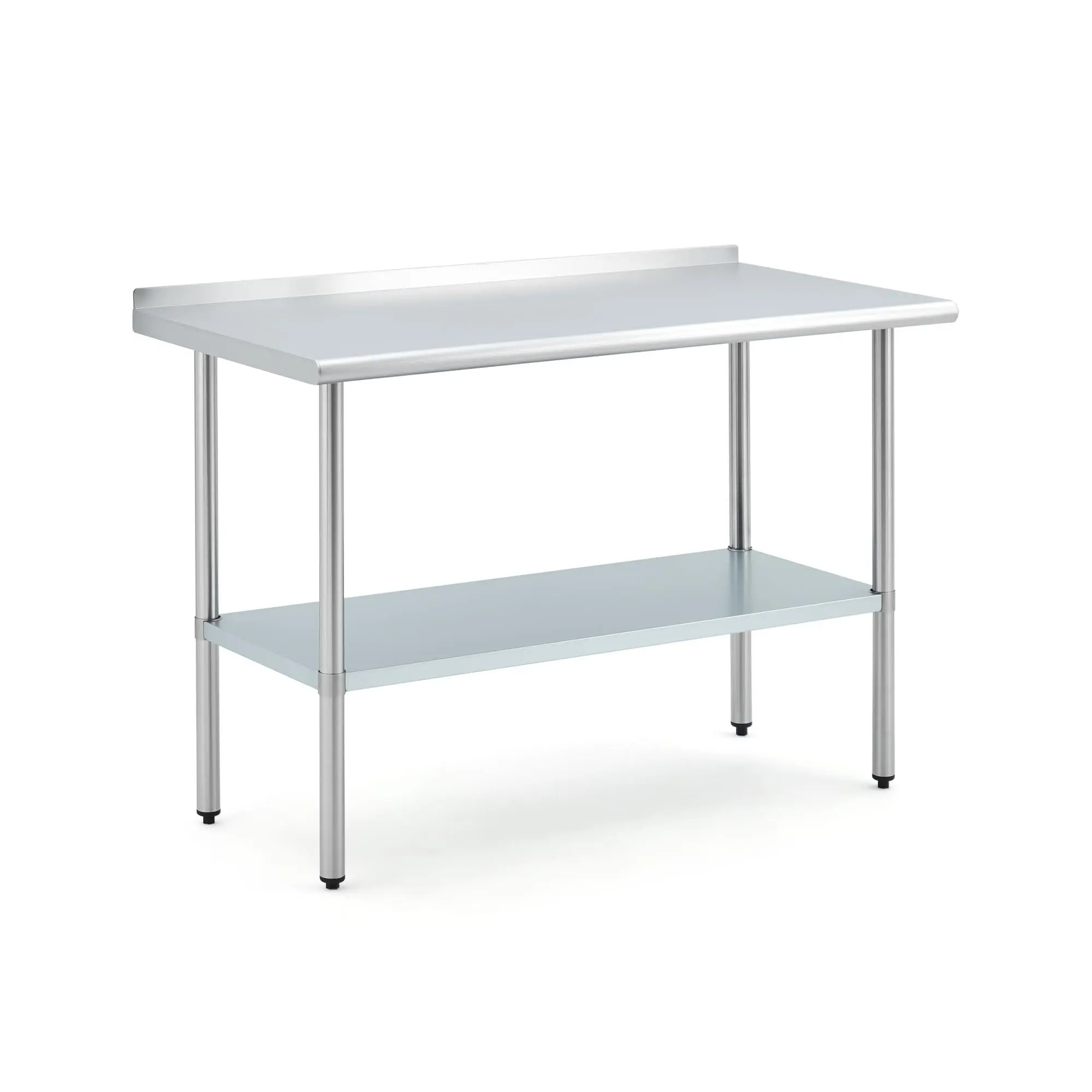 48"x24" Stainless Steel Work Table - Heavy Duty Metal Kitchen Worktable with Adjustable Undershelf & Backsplash, Commercial Prep Table for Restaurant, Hotal, Home, Garage