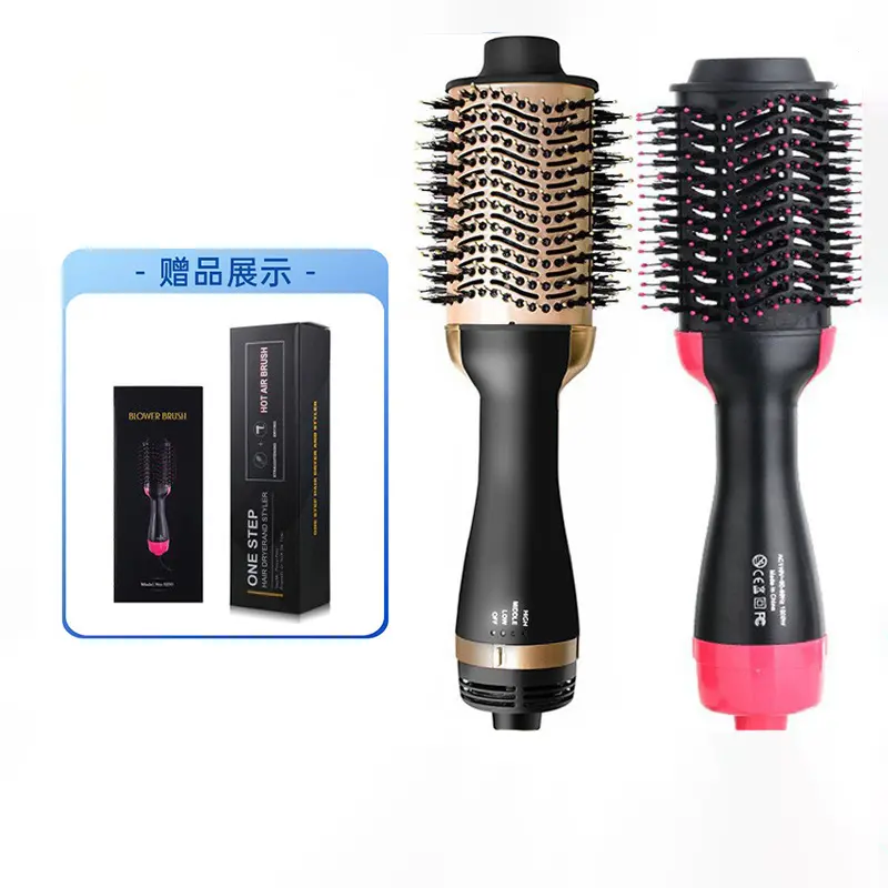 Ionic Hot Air Blow Dryer Brush - 1-Step Ceramic Hair Styling Tool for Straightening, Curling, Root Volume & Anti-Frizz Blowouts, Home Salon Hair Appliance