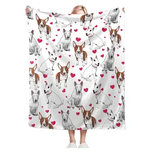 Bull Terrier Gifts and Decor - Cute Dog Throw Blanket for Girls, Women, Kids, Adults - Soft Warm Cozy Flannel for Couch, Sofa, Bed 50"x40"