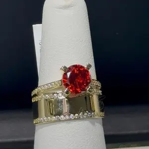 Garnet Cubic Stone Graduation/ Personalized 10 karat gold ring/ With RELIEVE (3D GOLD LETTERS INCLUDED WITH PURCHASE) Size 7