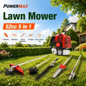 Explorinox 5 in 1 Lawn Mower, 52CC Petrol Hedge Trimmer, Chainsaw Brush Cutter, Full Function Accessories