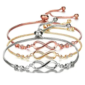Adjustable Slider Infinity Charm Crystal Bracelet - Fashion Women's Accessory Ideal for BFF Gifts